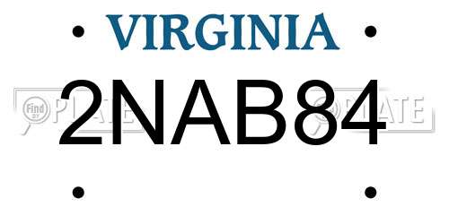 2NAB84 Virginia License Plate
