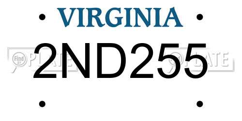 2ND255 Virginia License Plate