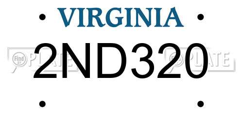 2ND320 Virginia License Plate