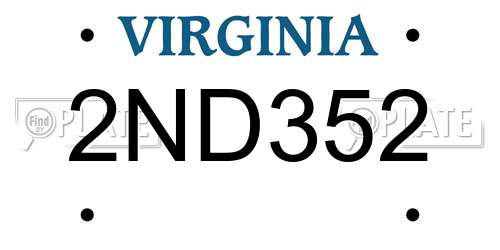 2ND352 Virginia License Plate