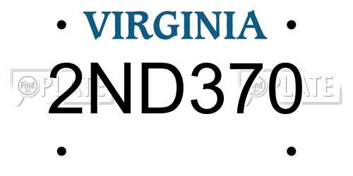 2ND370 Virginia License Plate