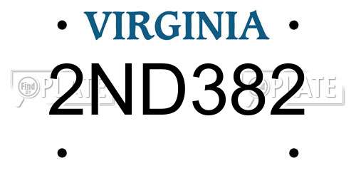 2ND382 Virginia License Plate