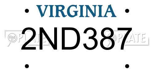 2ND387 Virginia License Plate