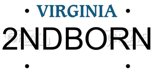 2NDBORN Virginia License Plate