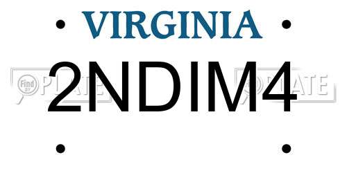 2NDIM4 Virginia License Plate