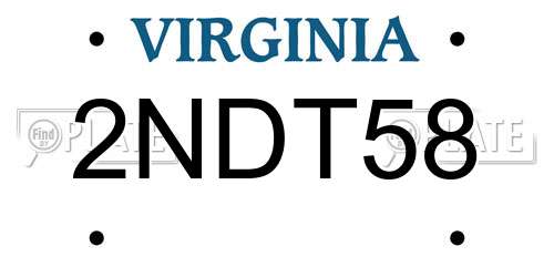 2NDT58 Virginia License Plate