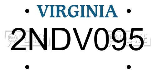 2NDV095 Virginia License Plate