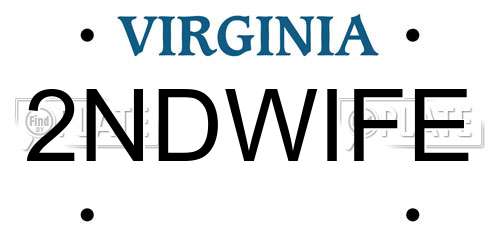 2NDWIFE Virginia License Plate