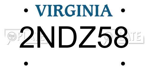 2NDZ58 Virginia License Plate