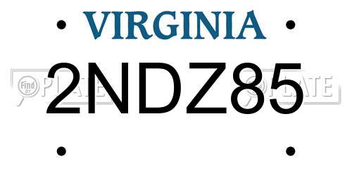 2NDZ85 Virginia License Plate