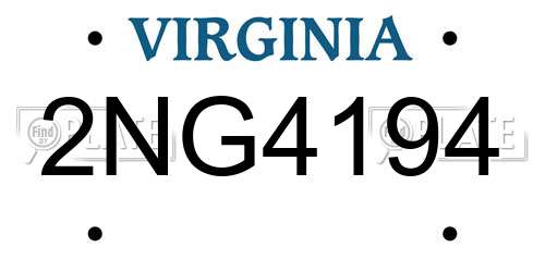 2NG4194 Virginia License Plate