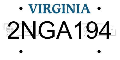 2NGA194 Virginia License Plate