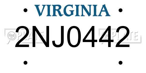 2NJ0442 Virginia License Plate