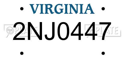 2NJ0447 Virginia License Plate