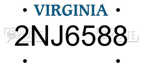 2NJ6588 Virginia License Plate