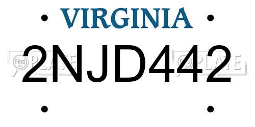 2NJD442 Virginia License Plate