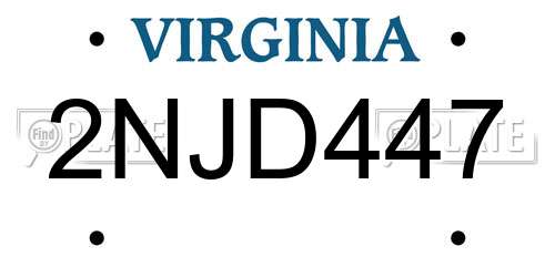 2NJD447 Virginia License Plate