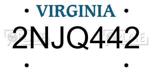 2NJQ442 Virginia License Plate