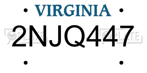 2NJQ447 Virginia License Plate
