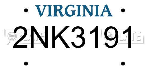2NK3191 Virginia License Plate