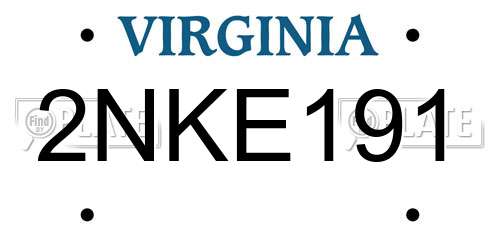 2NKE191 Virginia License Plate