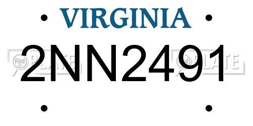2NN2491 Virginia License Plate