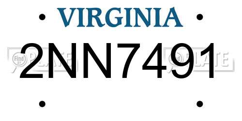 2NN7491 Virginia License Plate