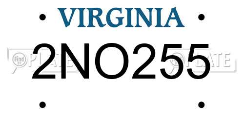2NO255 Virginia License Plate