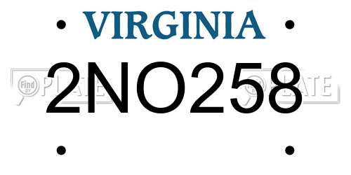 2NO258 Virginia License Plate