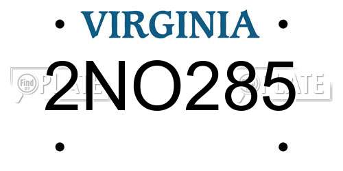 2NO285 Virginia License Plate