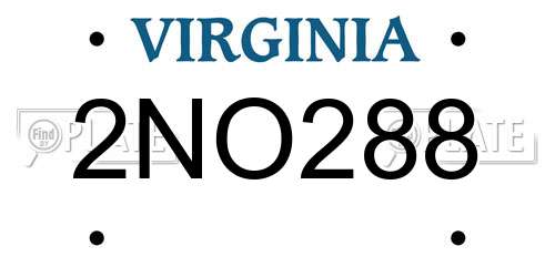 2NO288 Virginia License Plate