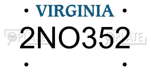 2NO352 Virginia License Plate