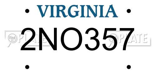 2NO357 Virginia License Plate