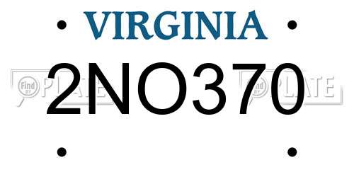 2NO370 Virginia License Plate