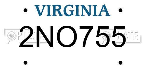 2NO755 Virginia License Plate
