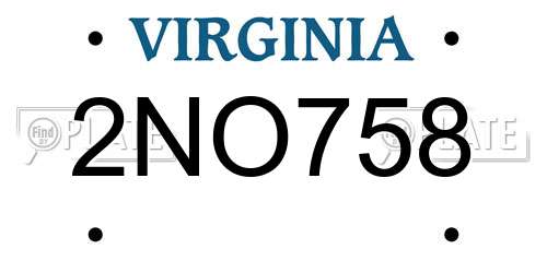 2NO758 Virginia License Plate