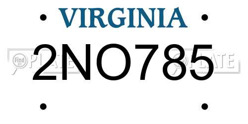 2NO785 Virginia License Plate