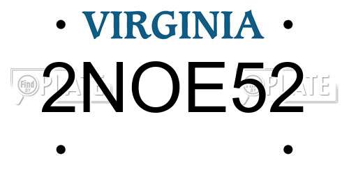 2NOE52 Virginia License Plate
