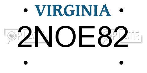 2NOE82 Virginia License Plate