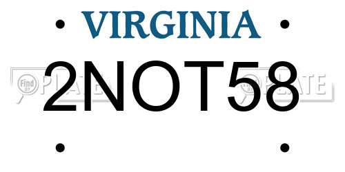 2NOT58 Virginia License Plate
