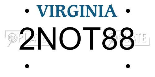 2NOT88 Virginia License Plate