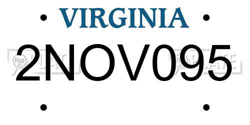 2NOV095 Virginia License Plate