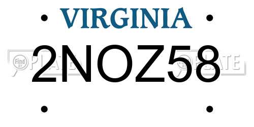2NOZ58 Virginia License Plate