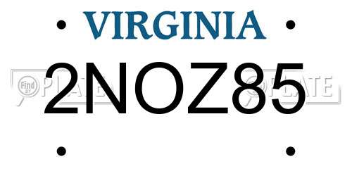 2NOZ85 Virginia License Plate