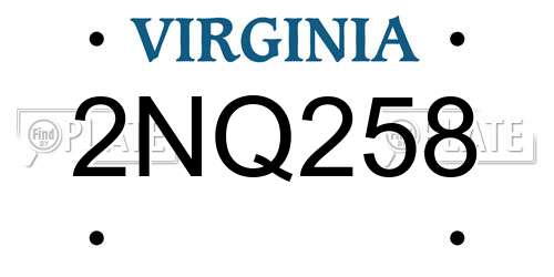 2NQ258 Virginia License Plate