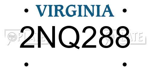 2NQ288 Virginia License Plate