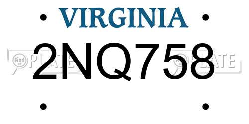 2NQ758 Virginia License Plate