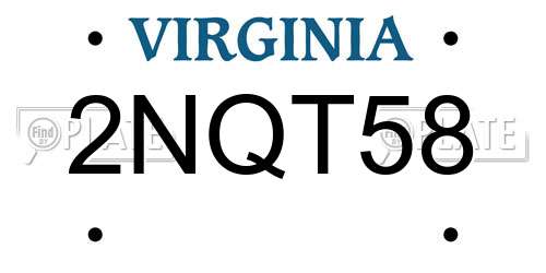 2NQT58 Virginia License Plate