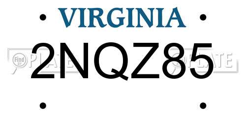 2NQZ85 Virginia License Plate