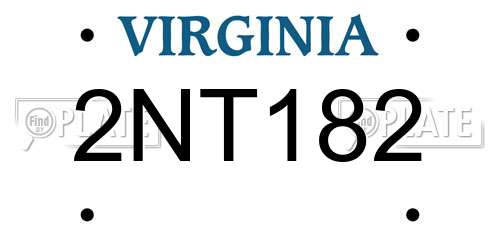2NT182 Virginia License Plate